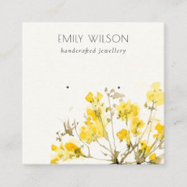 Rustic Yellow Wildflower Botanical Earring Display Quadratische Visitenkarte
