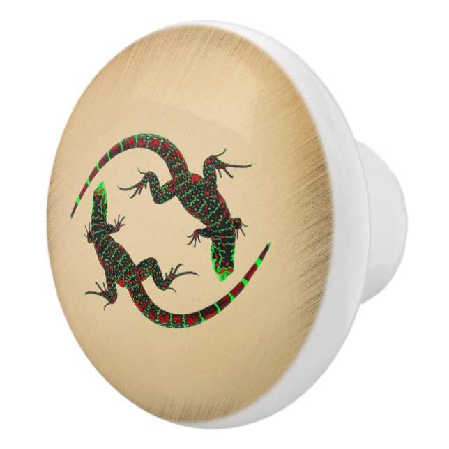 Rustic Yin Yang Lizards Keramikknauf (Rechts)