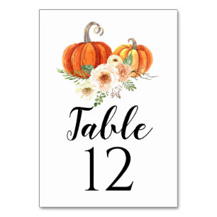Rustica Pumpkin Tischkarten Hochzeiten Tischnummer