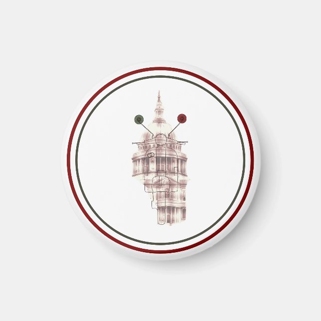 Rústico Vermelho Catedral Sketch Urbano Magnet (Vorne)