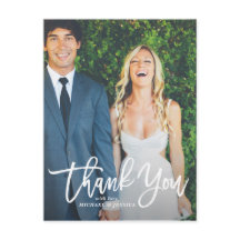Rustige Handschrift-Foto-Hochzeit Danke