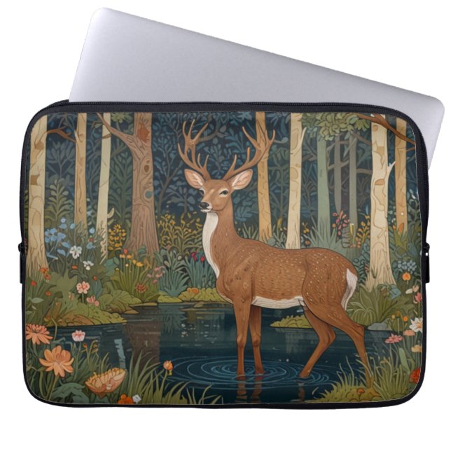 Rustige Waldhirsche Boho-Waldgrün  Laptopschutzhülle (Vorderseite)