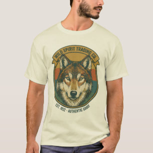 Rüstiger Wilder Geist Wolf Vintage-Abzeichen T-Shirt