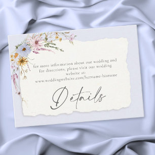 Rustik Blaue Romantische Wildblumen-Hochzeit Begleitkarte