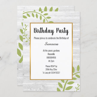 RUSTIK BOTANISCHER WHITEWASH TIMBER GEBURTSTAG EINLADUNG