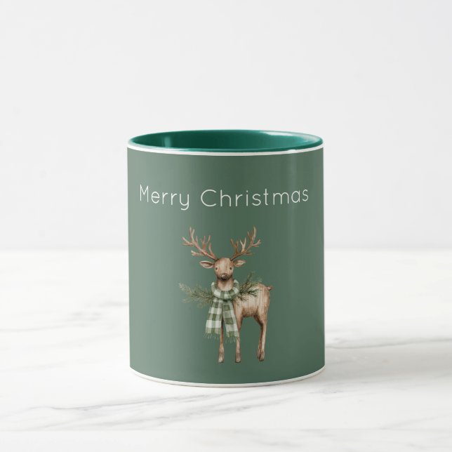 Rüstik Braun Creme Grün Hirsch Tasse (Zentrum)