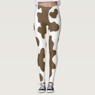 Rustik Braun & Weiß Kuhdruck Country Western Leggings