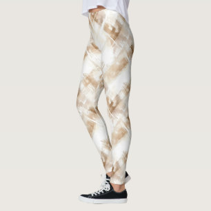 Rustik Creme Braun Streifen Leggings