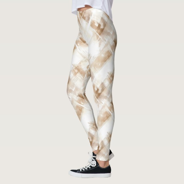 Rustik Creme Braun Streifen Leggings (Links)