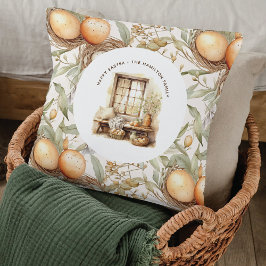 Rustik Ostern Beige Wasserfarbe Familienname Kissen