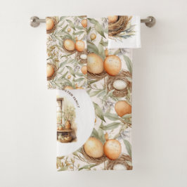 Rustik Ostern Personalisierte Familie Beige Badhandtuch Set