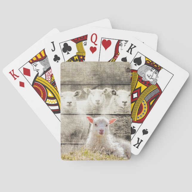 Rustik Schaf Lamm Jute Spielkarten (Rückseite)