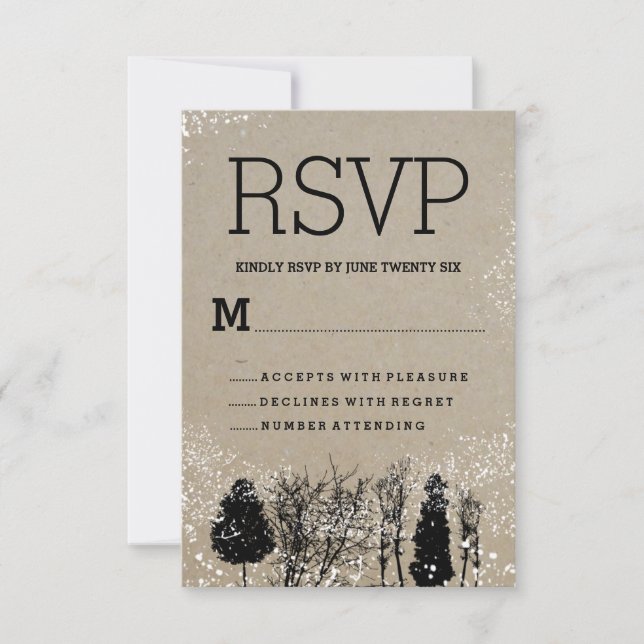 RUSTIK WINTERBAUM RSVP-KARTEN RSVP KARTE (Vorderseite)