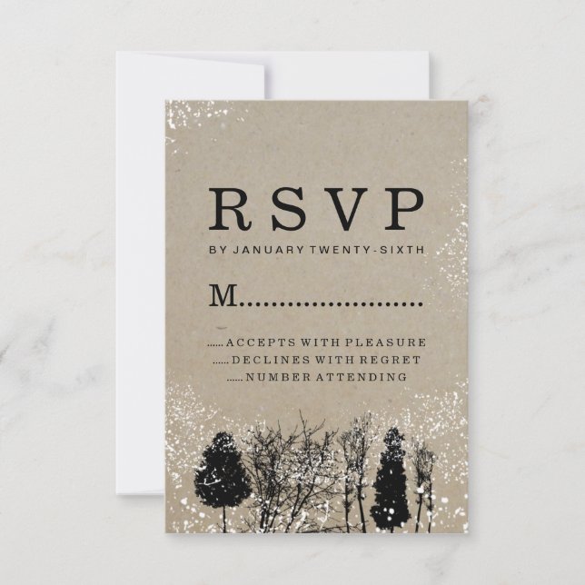 RUSTIK WINTERBAUM RSVP-KARTEN RSVP KARTE (Vorderseite)