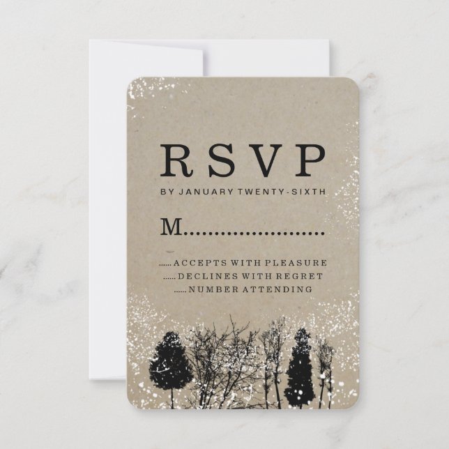RUSTIK WINTERBAUM RSVP-KARTEN RSVP KARTE (Vorderseite)