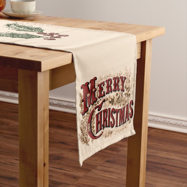 Rustikal 1876 Frohe Weihnachten Großer Tischläufer (Beispiel)