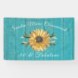 Rustikal 50 und vornehm | Sonnenblume Aquamarin Ge Banner