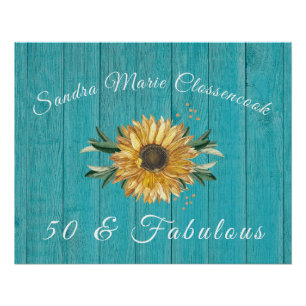 Rustikal 50 und vornehm Sonnenblume Aquamarin Ge Poster
