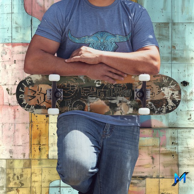 Rustikal Abstrakt mit komplizierter Graffiti-Linie Skateboard (Von Creator hochgeladen)