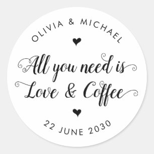Rustikal Alles was Sie brauchen ist Liebe Kaffee G Runder Aufkleber