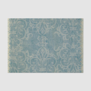 rustikal, aquamarin, beige, Damast, mit Blumen, Seidenpapier