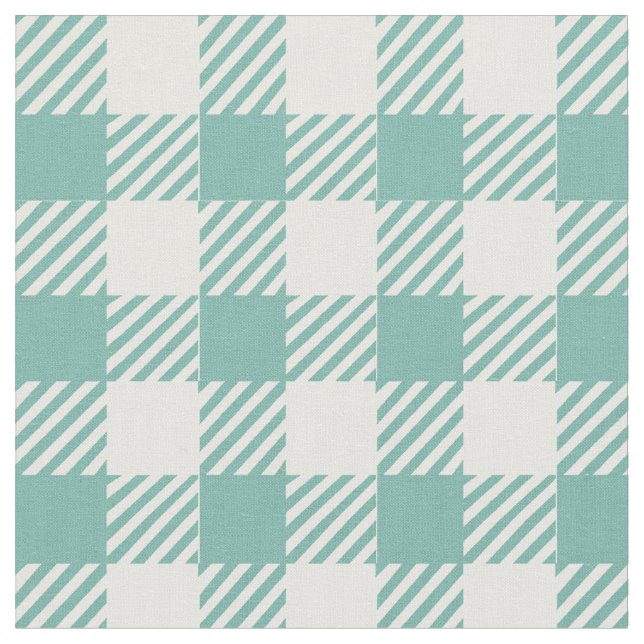 Rustikal Aquamarin Gingham Buffalo Kariert Stoff (Nahaufnahme)
