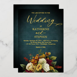 rustikal Aquamarin | Orange | Red Floral Bouquet W Folieneinladung