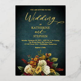 rustikal Aquamarin | Orange | Red Floral Bouquet W Folieneinladung