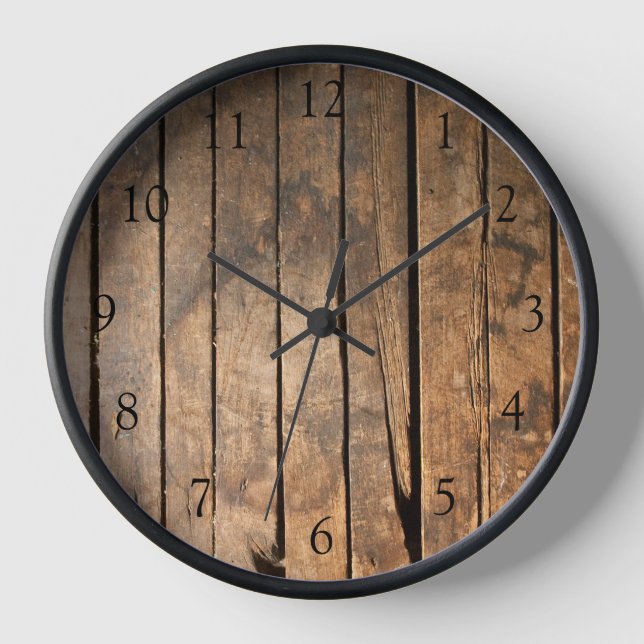 Rustikal bedrückte dunkle Außenfassade Barnholzmus Uhr (Vorderseite)