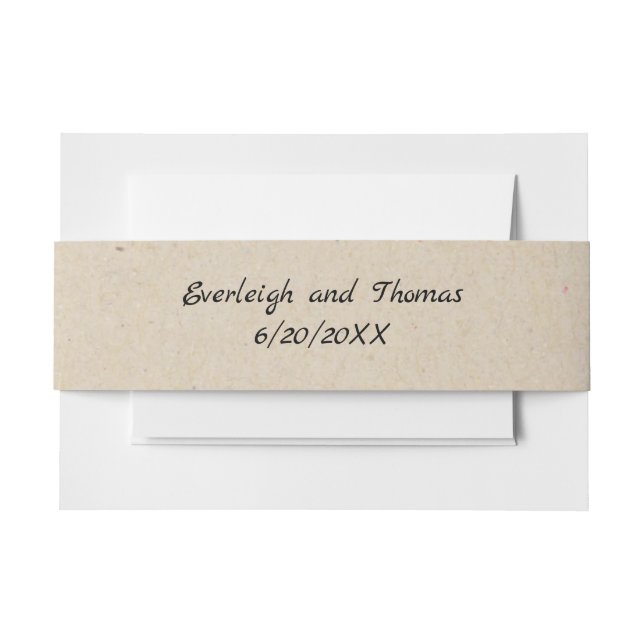 Rustikal Beige Imitate Kraft Pappe Einband Bauch Einladungsbanderole (Vorderseite Beispiel)