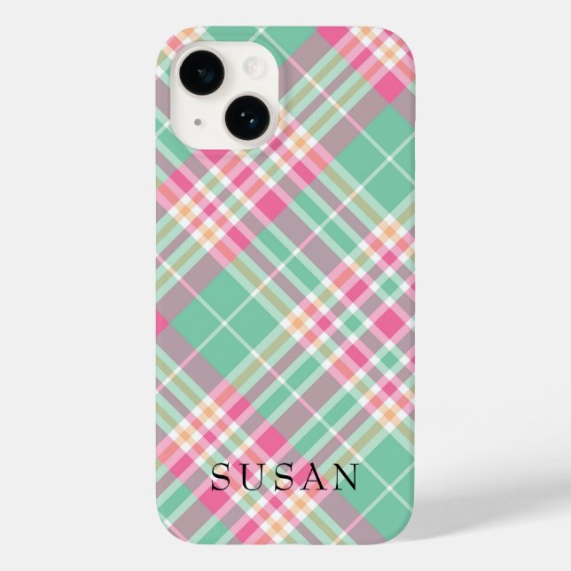 Rustikal Beige Red Buffalo Karo Monogram Case-Mate iPhone 14 Hülle (Rückseite)