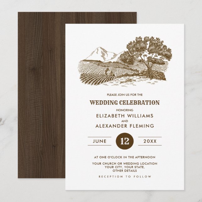rustikal | Betrieb | Einladungen zur Hochzeit von  (Vorne/Hinten)