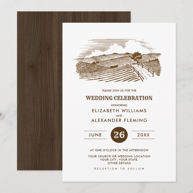 rustikal | Betrieb | Einladungen zur Hochzeit von  (Vorne/Hinten)