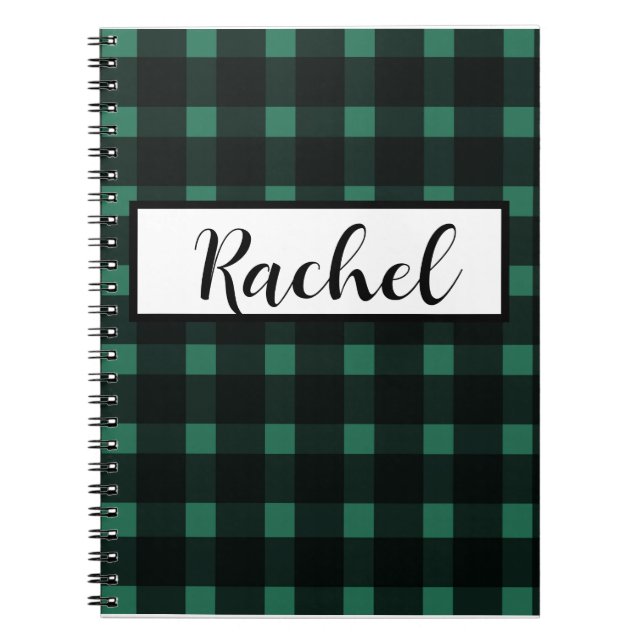 Rustikal Black Green Gingham Notizblock (Vorderseite)