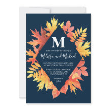 Rustikal Blau- und Orangefarbene Herbstlaube Hochz