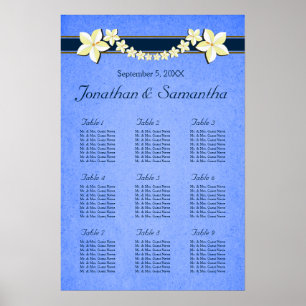 Rustikal blaue Blütenblume Hochzeit 9 Tischkarten Poster