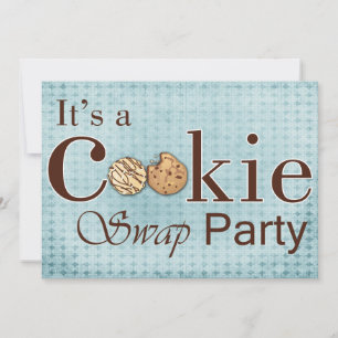 rustikal-blaue Holiday Cookie Swap-Party Einladung