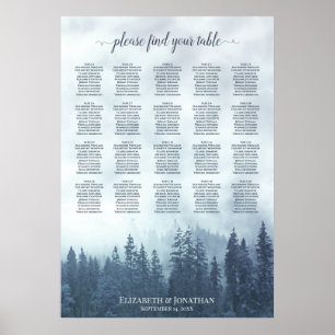 Rustikal blaue Pinien 20 Tafelübersicht Poster