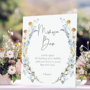 Rustikal Blue Wildblumen & Daisis Dusche Mimosa Sockelschild