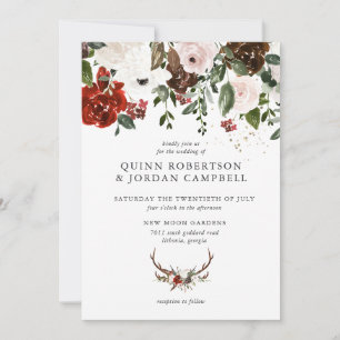 Rustikal Boho Botanical Wedding Einladung