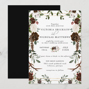 Rustikal Boho Botanical Wedding Einladung