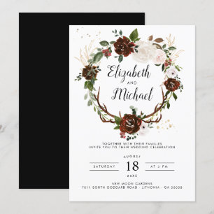 Rustikal   Boho Botanical Wedding Einladung