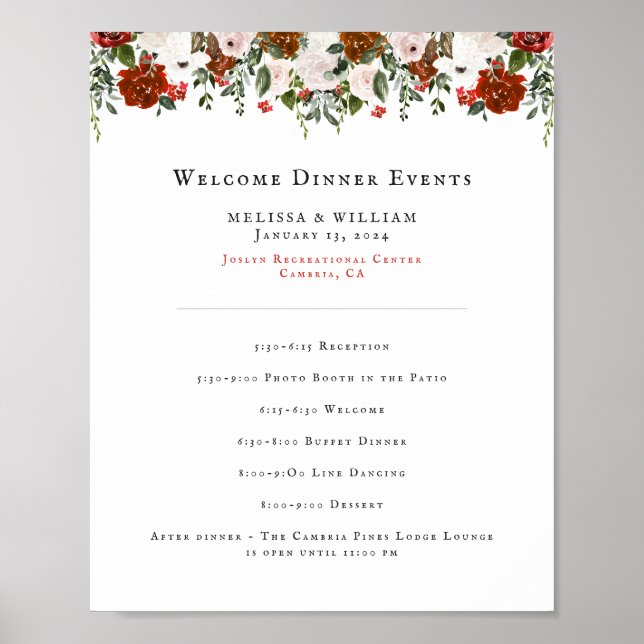 Rustikal | Boho Botanical Wedding Program Poster (Vorne)