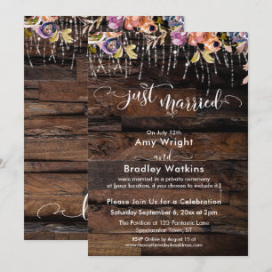 Rustikal Boho Floral Just Married Empfang only Einladung
