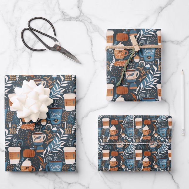 Rustikal Boho Latte Fall Geschenkpapier Set (Vorderseite)