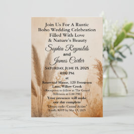 Rustikal Boho | Pampas Grass Earthy Tones Wedding Einladung