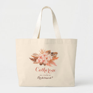 Rustikal Boho Pampas Grass werden Sie meine Brautj Jumbo Stoffbeutel