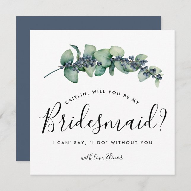 Rustikal Botanisch werden Sie meine Bridesmaid-Kar Einladung (Vorne/Hinten)