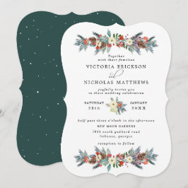 Rustikal | Botanische Winterhochzeit Einladung