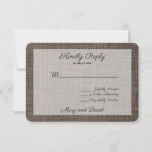 Rustikal-braune Hintergrundhochzeit RSVP-Karte